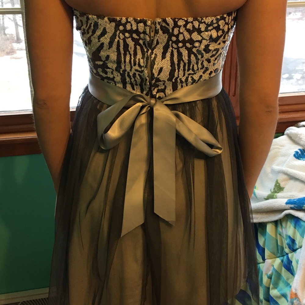 Strapless Dress Gray & White Evening Dress - Picture 4 of 4